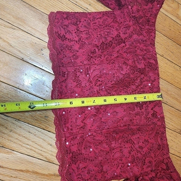 MY Michelle Red Lace Sequin Crop Top 13 - Picture 6 of 13
